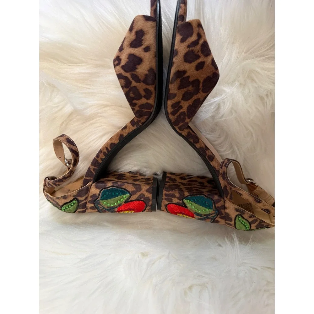 Steve Madden - Leopard Print Heels with Appliques Tattoo Rockabilly Style 7.5 - Picture 5 of 9